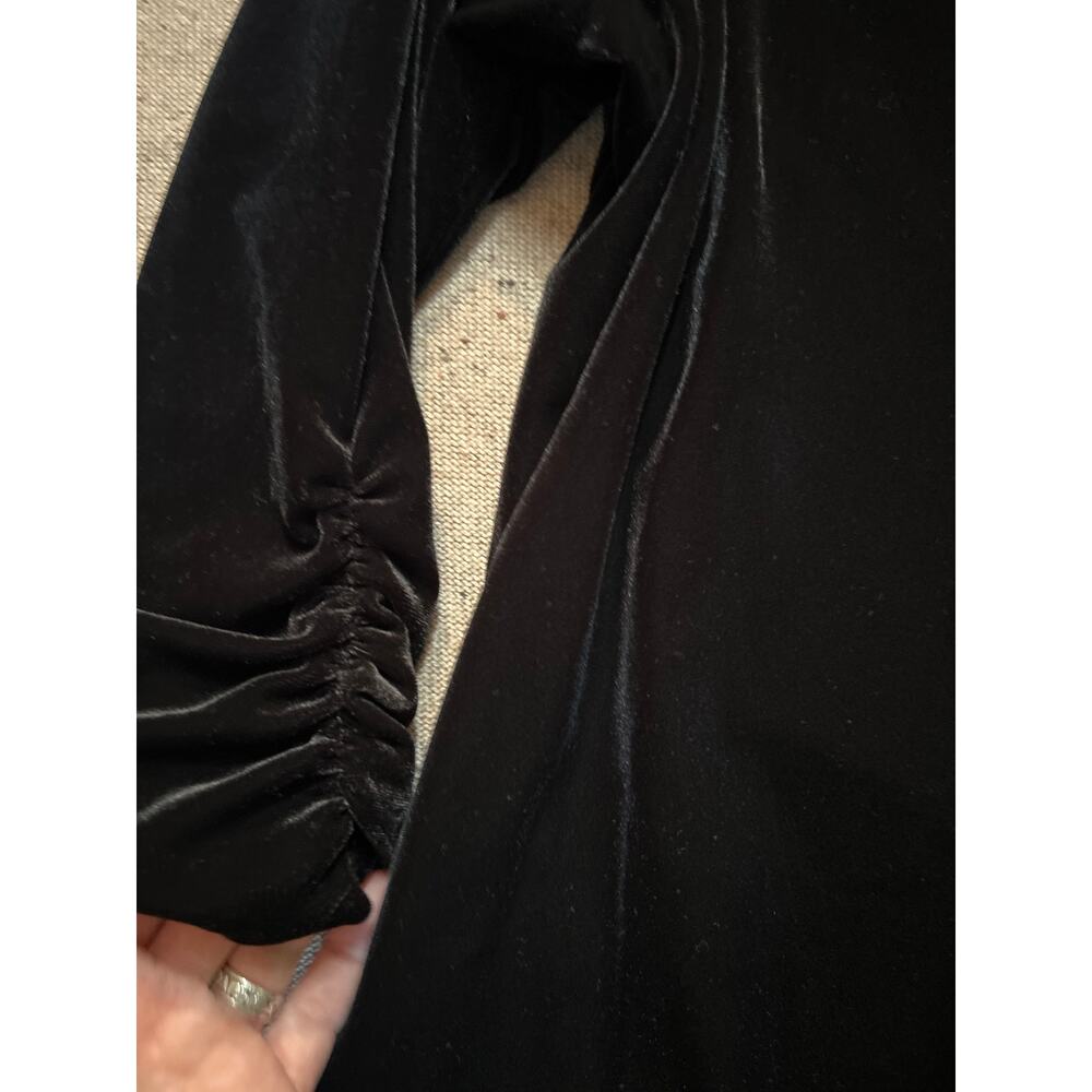 Susan Graver Velvet Open Drape Cardigan Women’s Black Large Scrunch Sleeve - Picture 3 of 7